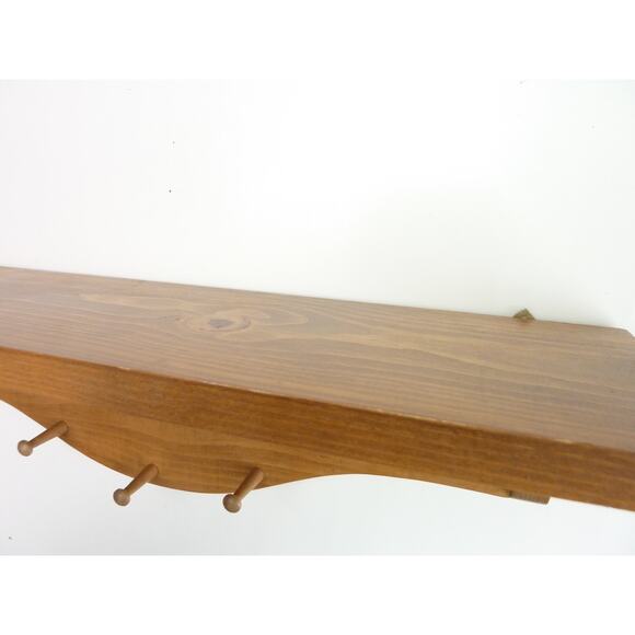 Vintage Wood Shelf Key Hat Coat Holder - Picture 1 of 4